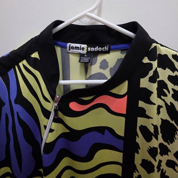 Jamie Sadock Yellow & Black Golf Tennis Women's XLarge Short Sleeve Zipper Shirt - Picture 2 of 11